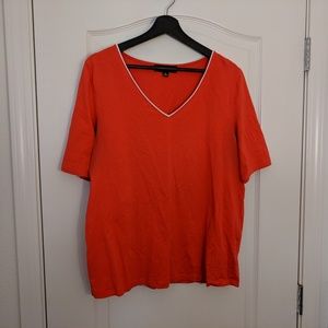 Orange knit shirt, Jones New York, white piping